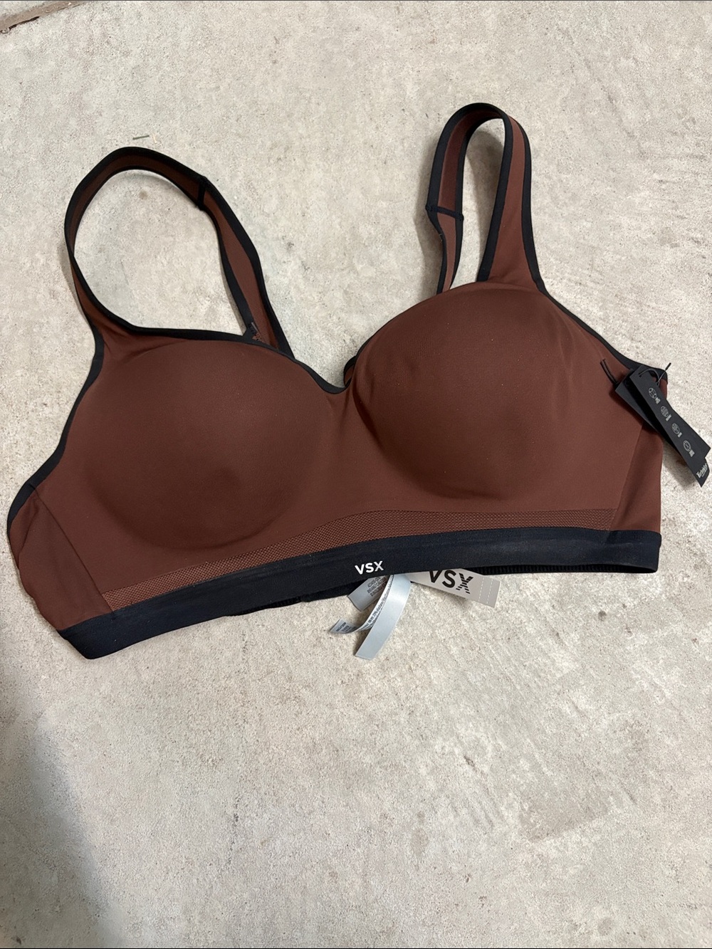 VSX Brown Padded Wireless Sports Bra with Black Trim